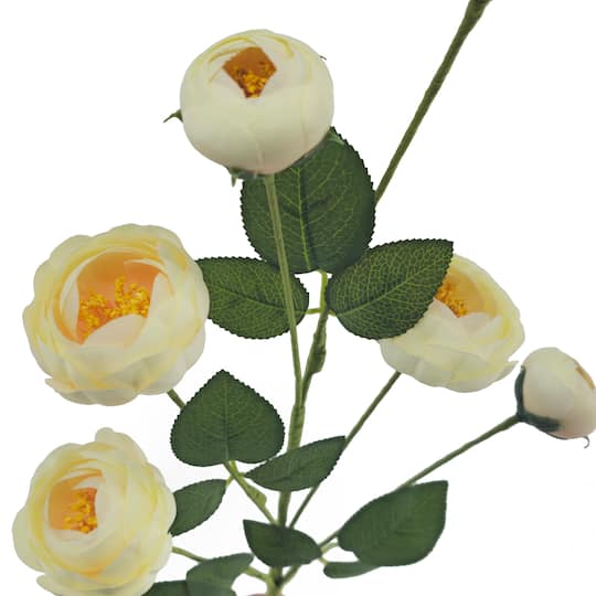 32" Cream Ranunculus with Leaves Stem by Ashland®